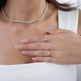 4/5 CTW Round Diamond Solitaire with Accents Engagement Ring in 14K Rose Gold (MD210371)