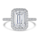 1 2/5 CTW Emerald Diamond 4-Prong Radiant Halo Engagement Ring in 14K White Gold with Accents (MD210386)