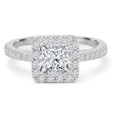 4/5 CTW Princess Diamond Open Bridge Princess Halo Engagement Ring in 14K White Gold (MD210395)