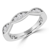 2/5 CTW Round Diamond Vintage Semi-Eternity Anniversary Wedding Band Ring in 14K White Gold (MD210397)