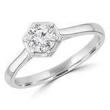 1/2 CT Round Diamond 6-Prong Tapered Solitaire Engagement Ring in 14K White Gold (MD210400)