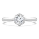 1/2 CT Round Diamond 6-Prong Tapered Solitaire Engagement Ring in 14K White Gold (MD210400)