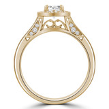 7/8 CTW Round Diamond Marquise Halo Engagement Ring in 14K Yellow Gold (MD210401)