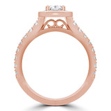 1 1/8 CTW Round Diamond Pear Halo Engagement Ring in 14K Rose Gold with Accents (MD210404)