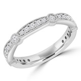 2/5 CTW Round Diamond Vintage 3/4 Way Semi-Eternity Anniversary Wedding Band Ring in 14K White Gold (MD210408)