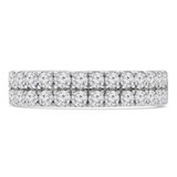 9/10 CTW Round Diamond Two-row Semi-Eternity Anniversary Wedding Band Ring in 14K White Gold (MD210412)