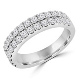 9/10 CTW Round Diamond Two-row Semi-Eternity Anniversary Wedding Band Ring in 14K White Gold (MD210412)