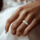 9/10 CTW Round Diamond Two-row Semi-Eternity Anniversary Wedding Band Ring in 14K White Gold (MD210412)