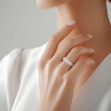9/10 CTW Round Diamond Two-row Semi-Eternity Anniversary Wedding Band Ring in 14K White Gold (MD210412)
