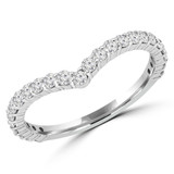1/2 CTW Round Diamond 3/4 Way V-Shaped Semi-Eternity Anniversary Wedding Band Ring in 14K White Gold (MD210416)