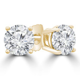 1/6 CTW Round Diamond 4-Prong Stud Earrings in 14K Yellow Gold (MD220039)