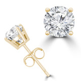 1/6 CTW Round Diamond 4-Prong Stud Earrings in 14K Yellow Gold (MD220039)
