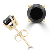 1/4 CTW Round Black Diamond 4-Prong Stud Earrings in 14K Yellow Gold (MD220041)