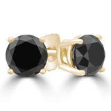 1/4 CTW Round Black Diamond 4-Prong Stud Earrings in 14K Yellow Gold (MD220041)