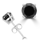 3/8 CTW Round Black Diamond 4-Prong Stud Earrings in 14K White Gold (MD220043)