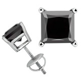 1 3/4 CTW Princess Black Diamond 4-Prong Stud Earrings in 14K White Gold (MD220063)