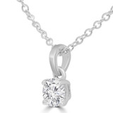 1/3 CT Round Diamond 4-Prong Solitaire Pendant Necklace in 14K White Gold (MD220080)