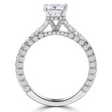 2 1/8 CTW Cushion Diamond Cathedral Hidden Halo Solitaire with Accents Engagement Ring in 14K White Gold (MD220085)