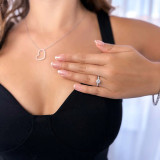 1 3/5 CTW Round Diamond 6-Prong Solitaire with Accents Engagement Ring in 14K White Gold With Channel Set Accents (MD220087)