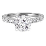 2/3 CTW Round Diamond High Set Solitaire with Accents Engagement Ring in 14K White Gold (MD220088)