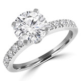 2/3 CTW Round Diamond High Set Solitaire with Accents Engagement Ring in 14K White Gold (MD220088)