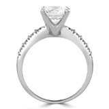 2/3 CTW Round Diamond High Set Solitaire with Accents Engagement Ring in 14K White Gold (MD220088)