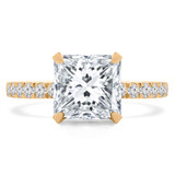1 2/5 CTW Princess Diamond High Set Hidden Halo Solitaire with Accents Engagement Ring in 14K Yellow Gold (MD220093)
