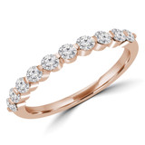 2/3 CTW Round Diamond Shared Prong Semi-Eternity Anniversary Wedding Band Ring in 14K Rose Gold (MD220095)