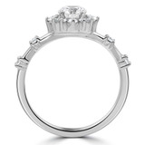 9/10 CTW Round Diamond Floral Halo Engagement Ring in 14K White Gold with Accents (MD220104)
