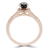 5/8 CTW Pear Black Diamond Pear Halo Engagement Ring in 14K Rose Gold with Accents (MD220107)