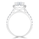 2 3/5 CTW Emerald Diamond Cathedral Emerald Halo Engagement Ring in 14K White Gold with Accents (MD220108)