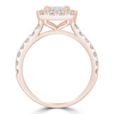 1 4/5 CTW Cushion Diamond Cathedral Emerald Halo Engagement Ring in 14K Rose Gold with Accents (MD220110)