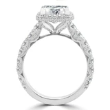 3 1/3 CTW Princess Diamond vintage Rollover Halo Engagement Ring in 14K White Gold with Accents (MD220114)