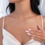 1 1/2 CT Round Diamond Bezel Set Solitaire Necklace in 18K White Gold (MD220128)