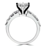 1 1/2 CTW Round Diamond 6-Prong Solitaire with Accents Engagement Ring in 14K White Gold with Baguette Accents (MD220145)
