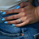 9/10 CTW Princess Diamond Cathedral Split-Shank Princess Halo Engagement Ring in 14K White Gold (MD220147)