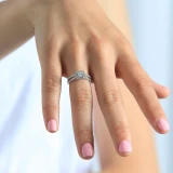 9/10 CTW Princess Diamond Cathedral Split-Shank Princess Halo Engagement Ring in 14K White Gold (MD220147)