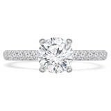 1 1/3 CTW Round Diamond Pointy Prong Solitaire with Accents Engagement Ring in 14K White Gold (MD220148)
