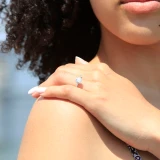 1 1/2 CTW Round Diamond Solitaire with Accents Engagement Ring in 14K White Gold (MD220149)