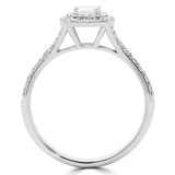 3/5 CTW Radiant Diamond High Set Cathedral Split-Shank Double Cushion Halo Engagement Ring in 14K White Gold with Accents (MD220151)