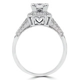 1 1/5 CTW Princess Diamond Two-row Split-Shank Cushion Halo Engagement Ring in 14K White Gold with Accents (MD220153)