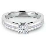 3/5 CTW Princess Diamond Solitaire with Accents Engagement Ring in 14K White Gold With Channel Set Accents (MD220165)