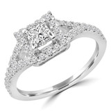 5/8 CTW Princess Diamond Split Shank Princess Halo Engagement Ring in 14K White Gold (MD220166)