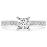 1 CTW Princess Diamond Solitaire with Accents Engagement Ring in 14K White Gold With Channel Set Accents (MD220171)