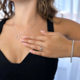 3/4 CTW Princess Diamond Shared Prong Cathedral Solitaire with Accents Engagement Ring in 14K White Gold (MD220175)