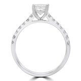 3/4 CTW Princess Diamond Shared Prong Cathedral Solitaire with Accents Engagement Ring in 14K White Gold (MD220175)