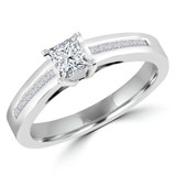 3/5 CTW Princess Diamond Solitaire with Accents Engagement Ring in 14K White Gold With Channel Set Accents (MD220177)