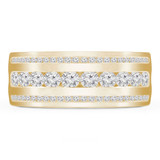 1 2/5 CTW Round Diamond Three-Row Diamond Mens Wedding Band Ring in 14K Yellow Gold (MD220198)