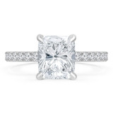 1 2/3 CTW Cushion Diamond Solitaire with Accents Engagement Ring in 14K White Gold (MD220200)