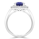 4 1/20 CTW Oval Blue Kyanite & Round Diamond Oval Floral Halo Engagement Ring in 14K White Gold (MD220205)